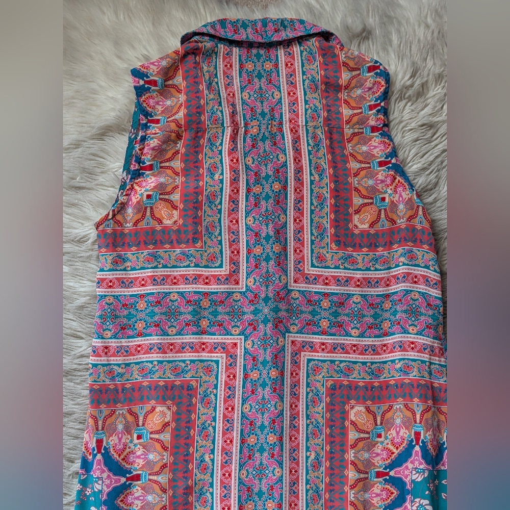 Tolani Silk Patchwork Button Down Midi Dress *Mis… - image 11